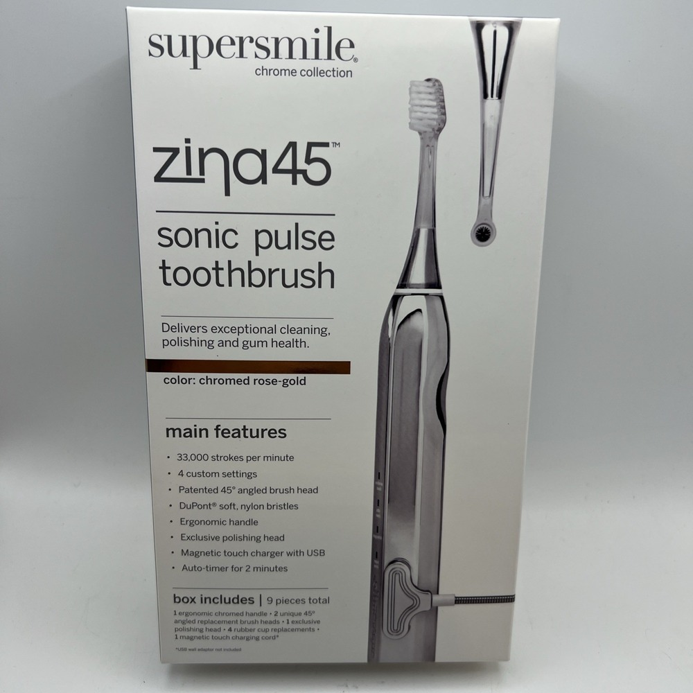 Supersmile Zina45 Sonic Pulse Elec. Toothbrush Chromed Rose Gold Collection NEW